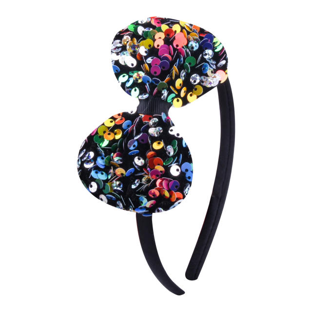 Amzon hot sael sequins bow headband for kids