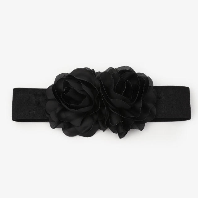 Fashionable fabric flower elastic corset belt for women