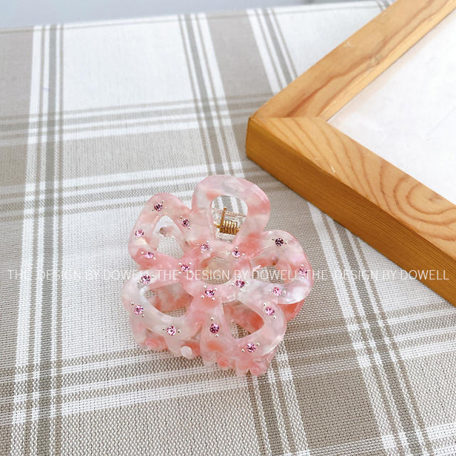 Unique hollow flower design acrylic hair claw clips