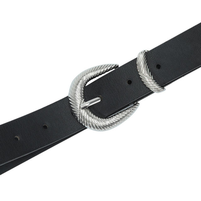 Fashionable silver large size buckle jeans belt