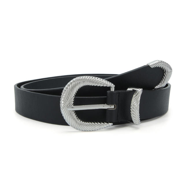 Fashionable silver large size buckle jeans belt