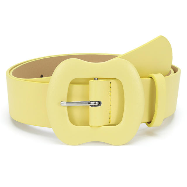 Korean fashion candy color PU leather large size buckle belt