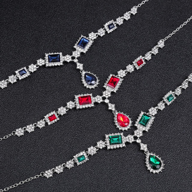 Color glass crystal statement jewelry set