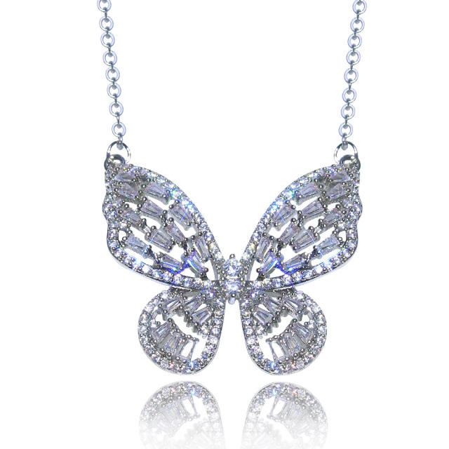 Delicate cubic zircon butterfly necklace