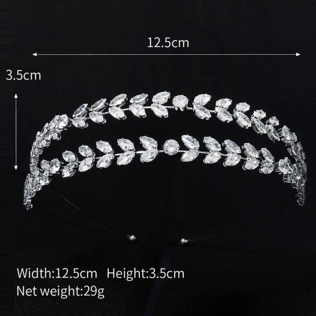 Korean fashion elegant pearl cubic zircon wedding headband