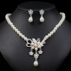 Korean fashion easy match faux pearl necklace set