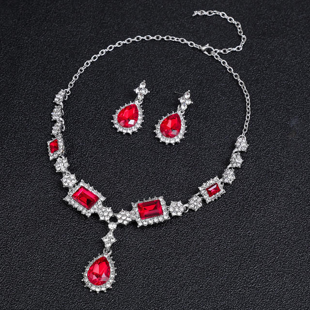 Color glass crystal statement jewelry set