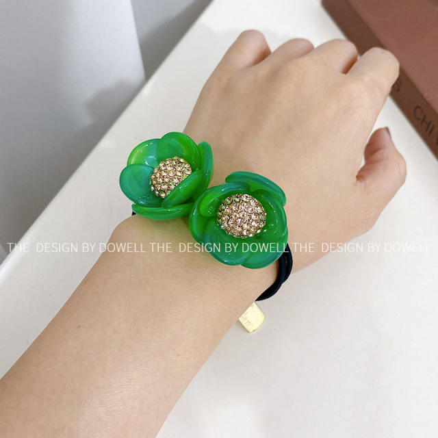 Spring summer pretty acrylic flower hair ties