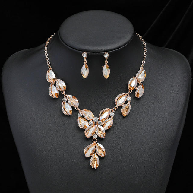 Occident fashion color glass crystal statement jewelry set