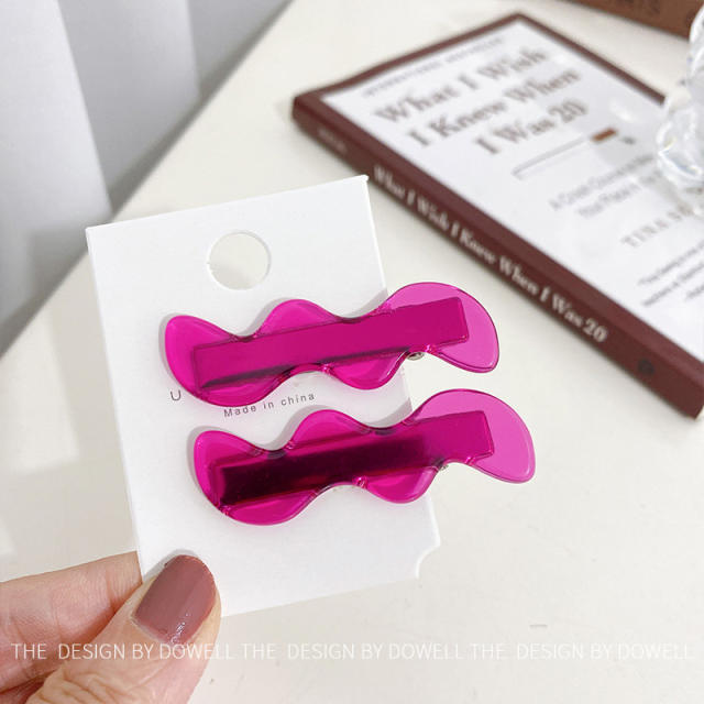 Korean fashion goods quality wave shape acrylic hair clips