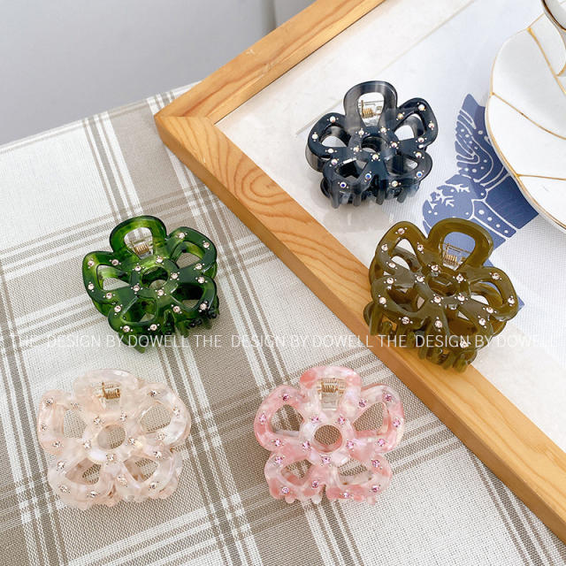 Unique hollow flower design acrylic hair claw clips