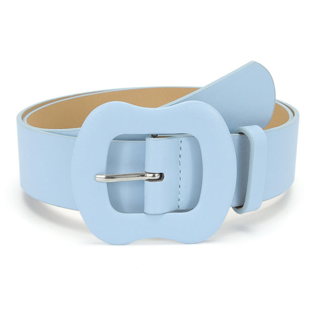 Korean fashion candy color PU leather large size buckle belt