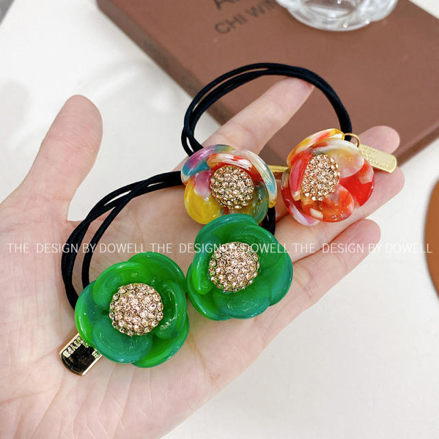 Spring summer pretty acrylic flower hair ties