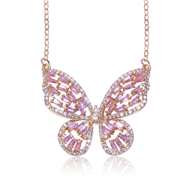 Delicate cubic zircon butterfly necklace