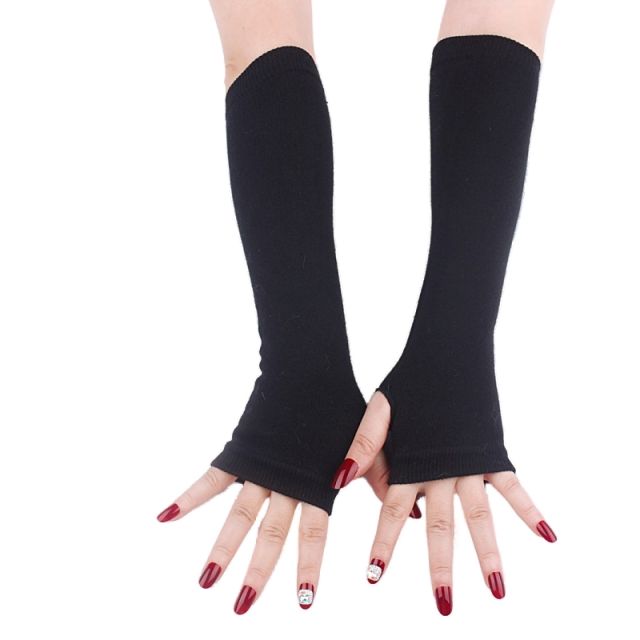 Occident fashion black color long fingerless gloves