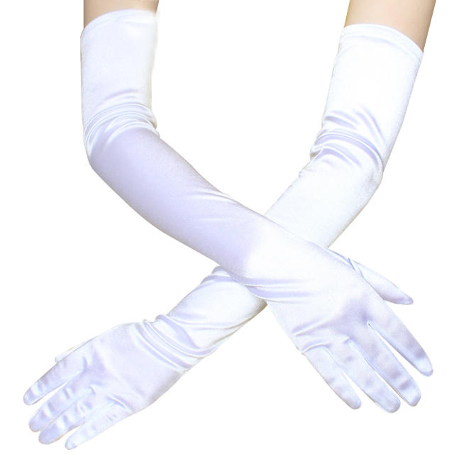 Party wedding satin faux silk long gloves