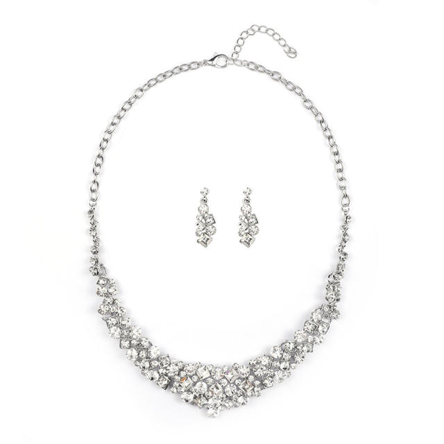 Vintage luxury pave setting diamond necklace set