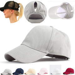 Cotton material plain color summer ponytail baseball cap