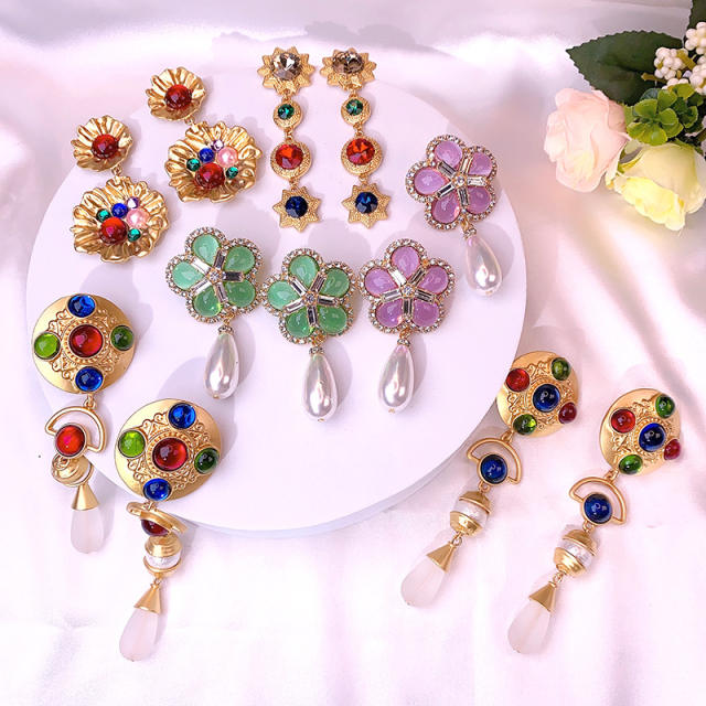 Vintage gold plated flower earrings