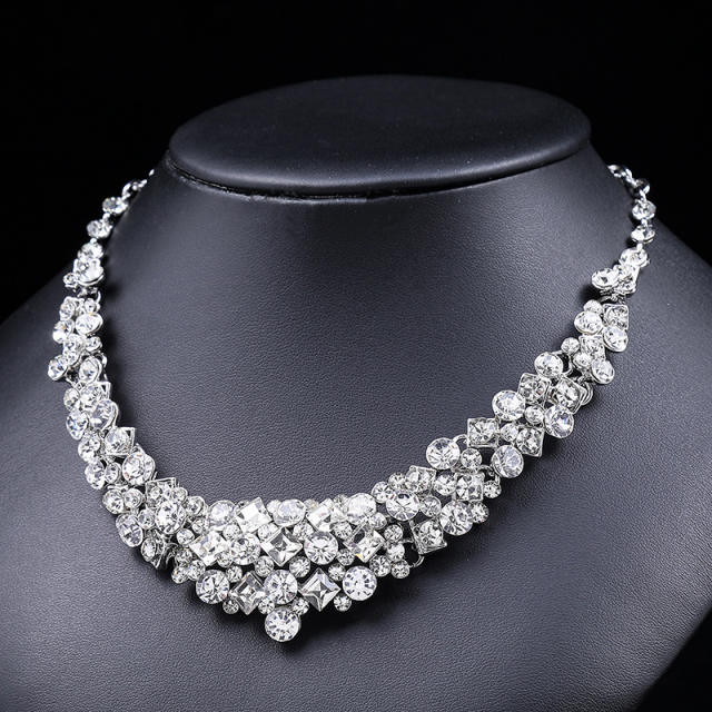 Vintage luxury pave setting diamond necklace set