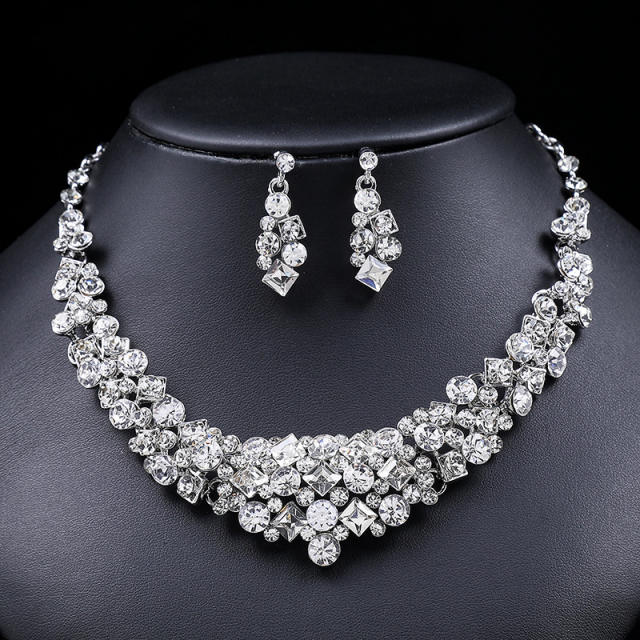 Vintage luxury pave setting diamond necklace set