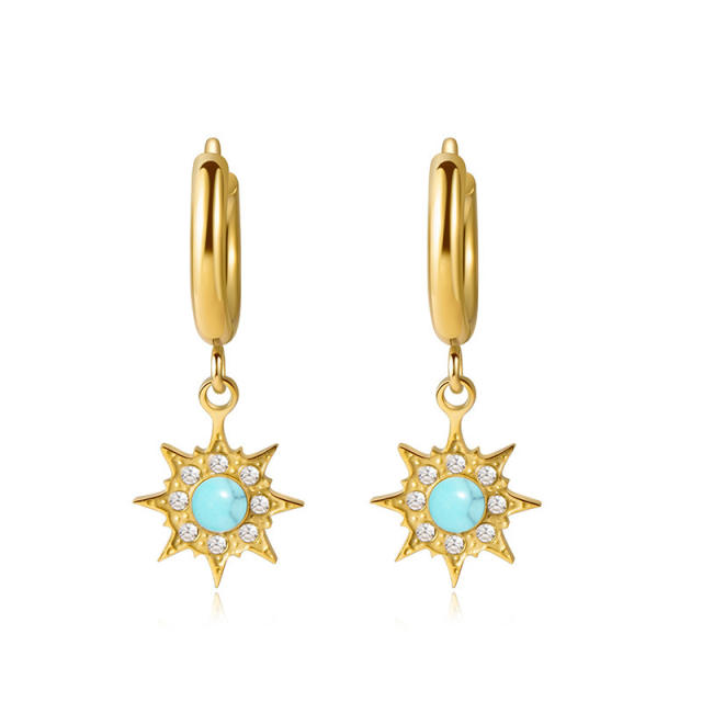 Occident fashion turquoise setting stainless steel earrings