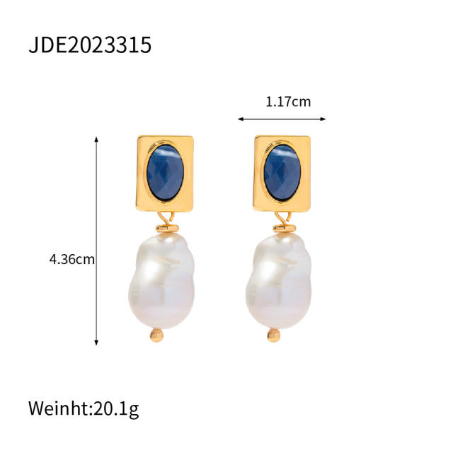 Vintage natural water pearl drop design real gold plated earrings