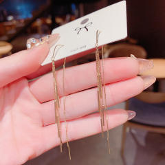 Korean fashion elegant chain tassel threader earrings