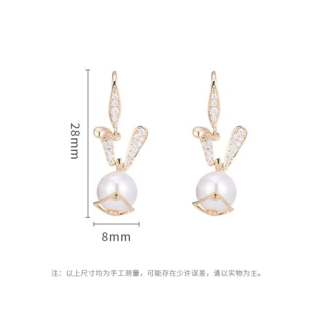 Chinese rabbit year cute rabbie huggie earrings