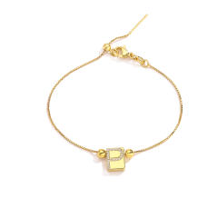 Delicate cubic zircon initial letter real gold plated copper bracelet