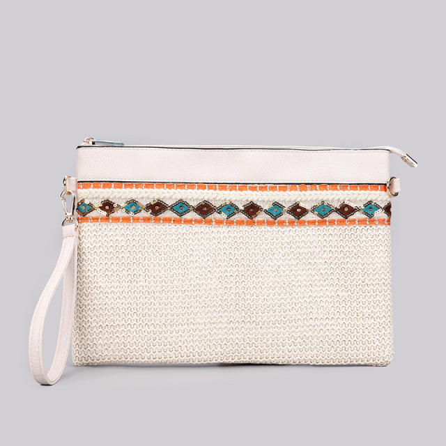 National trend color pattern straw clutch