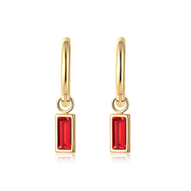 Elegant color cubic zircon statement stainless steel huggie earrings
