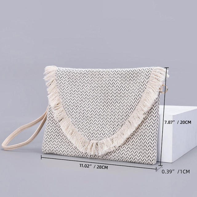 Summer design short tassel women clutch