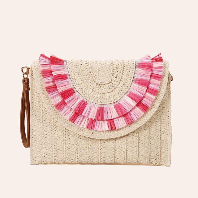 Amazon hot sale colorful straw clutch