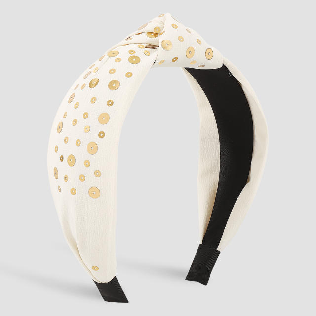 Personality plain color gold sequins knotted headband