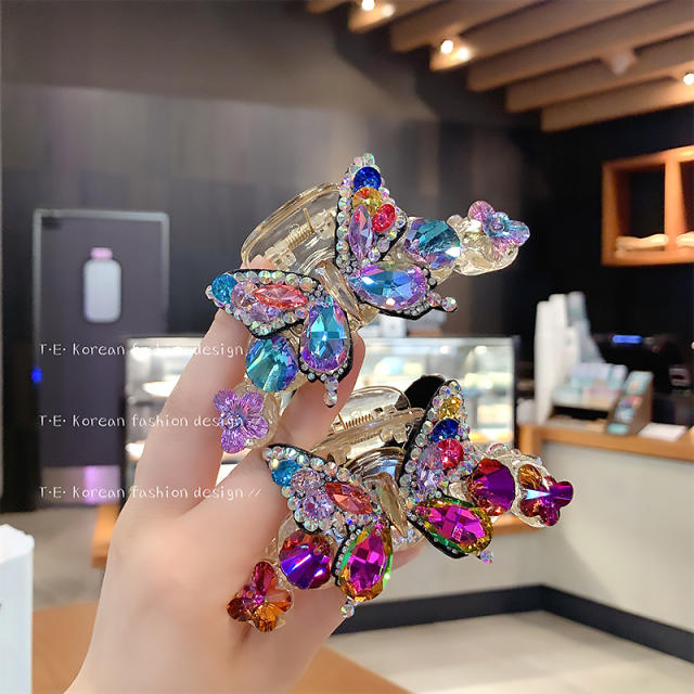 Large size luxury crystal statement butterfly hair claw clips