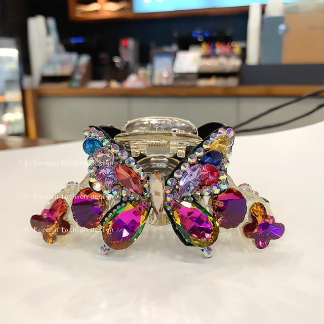 Large size luxury crystal statement butterfly hair claw clips