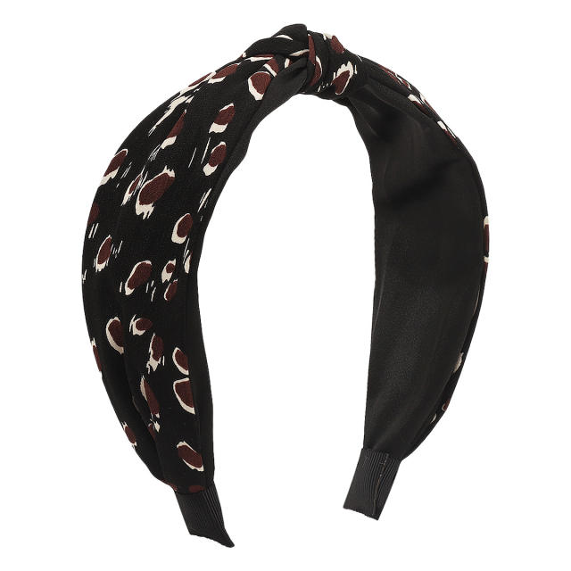 Personality vintage leopard pattern knotted headband