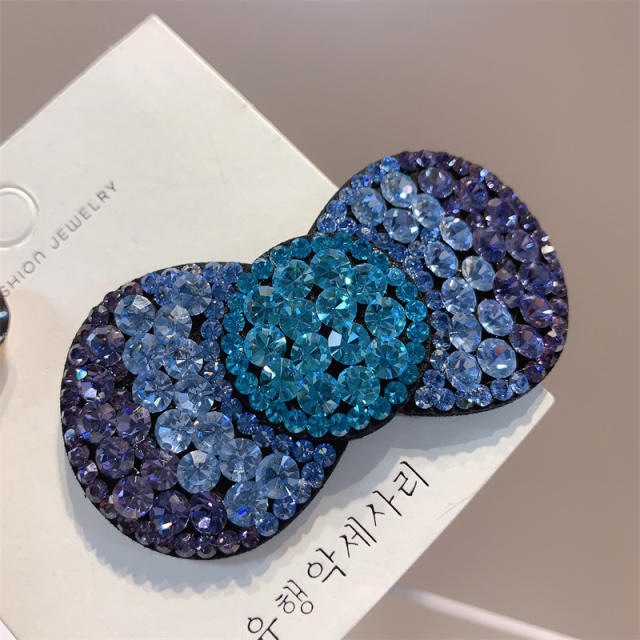 Korean fashion color crystal statement bow hair clips