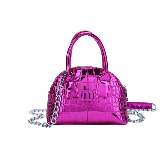 Personality laser color stone pattern shell handbag