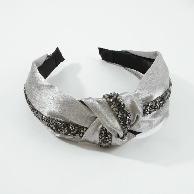 Concise gray color satin knotted headband