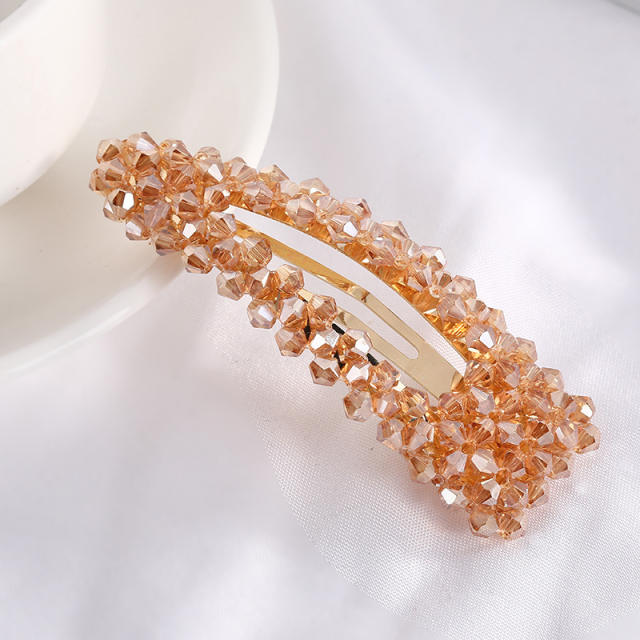 Hot sale color crystal beads snap hair clips