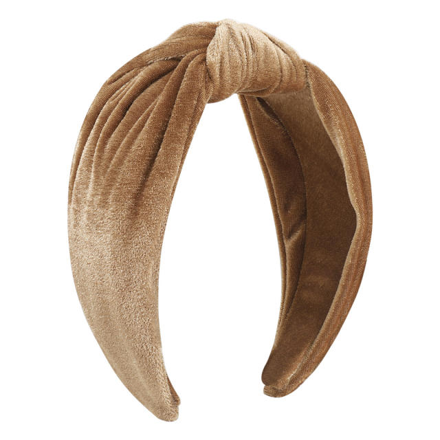 Vintage plain color velvet knotted headband