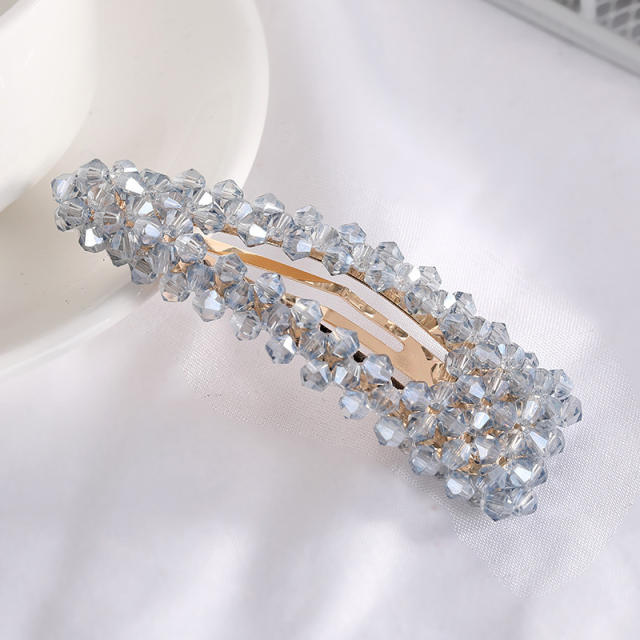 Hot sale color crystal beads snap hair clips