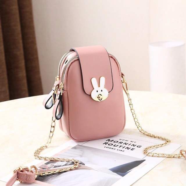 Korean fashion pu leather cartoon mini phone bag