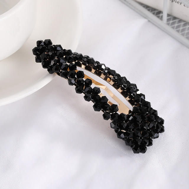 Hot sale color crystal beads snap hair clips