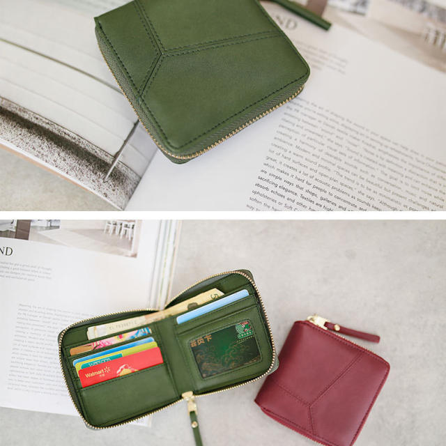 Korean fashion pu leather zipper women wallet