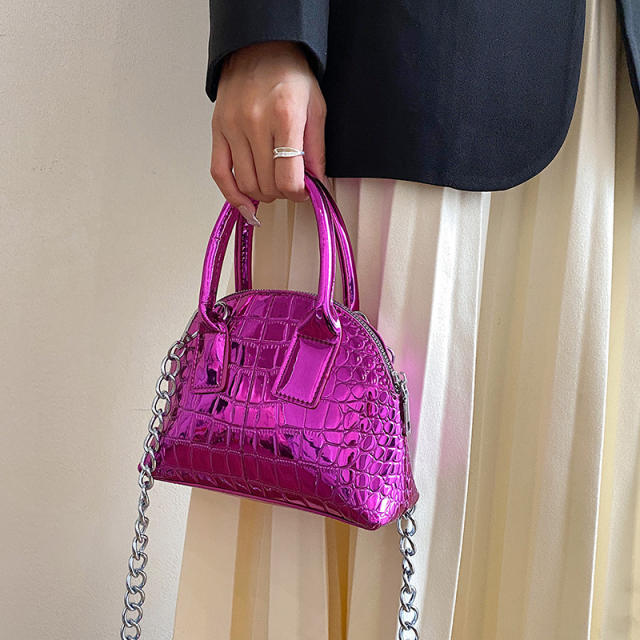 Personality laser color stone pattern shell handbag