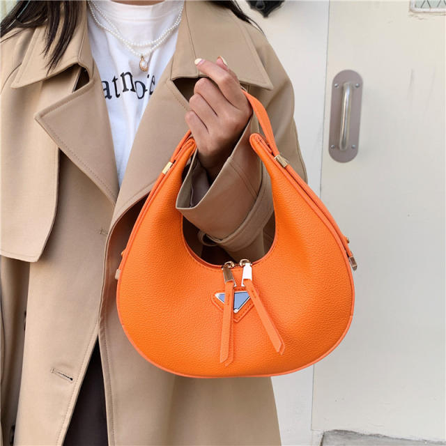 Vintage casual plain color shoulder bag