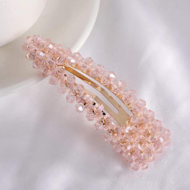 Hot sale color crystal beads snap hair clips